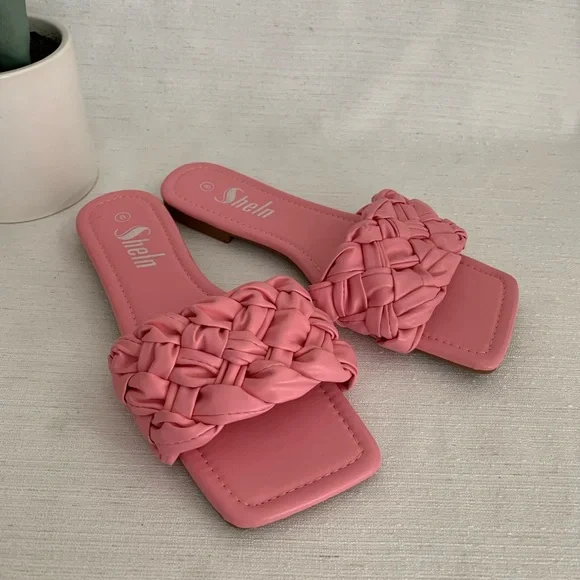 SHEIN Shoes New Shein Bubble Gum Pink Weaved Bodega Style